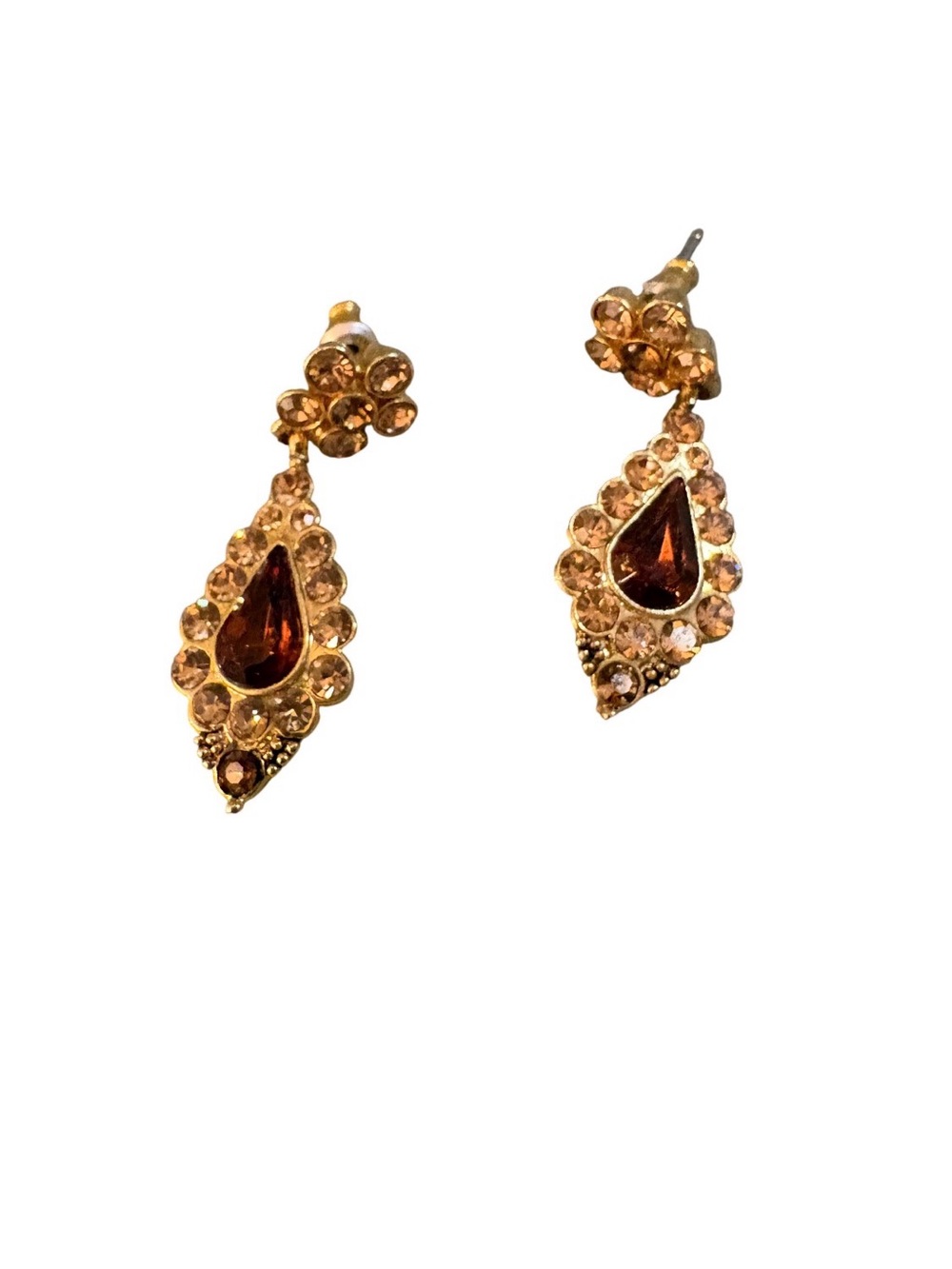 jcpenney Gold and Amber Teardrop Crystal Dangle Earrings